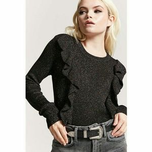 Forever 21 Glitter sweater with ruffle trim 3x